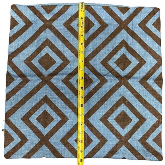 Blue Brown Diamond Geometric Abstract Indoor Outdoor Throw Pillow Cover Case 18” - Picture 4 of 5